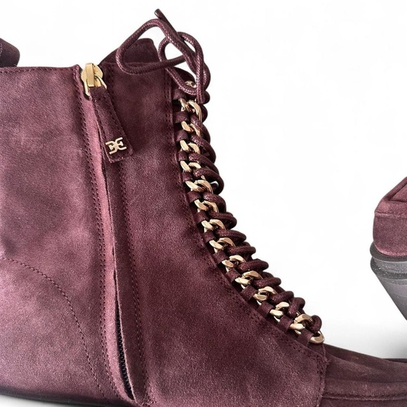 Sam Edelman Lovrin Burgundy Suede Platform Combat Boots 7 NWT - Picture 8 of 8